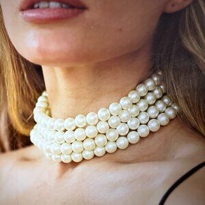 KENNETH J LANE FOUR ROW PEARL CHOKER!! NWOT!!